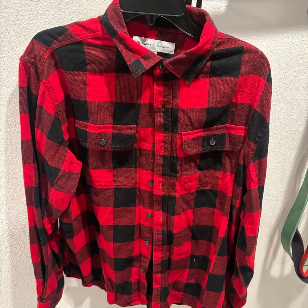 Red and Black Plaid Button-Up Flannel
